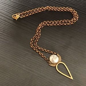 bronze and white/ grey real stone necklace